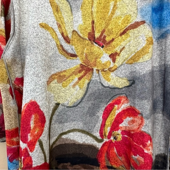 Multiples Floral Print Long Sleeve Top, 3/4 Sleeve, Petite Large - Picture 6 of 11